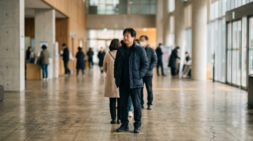 관공서에서 순서를 기다리는 모습