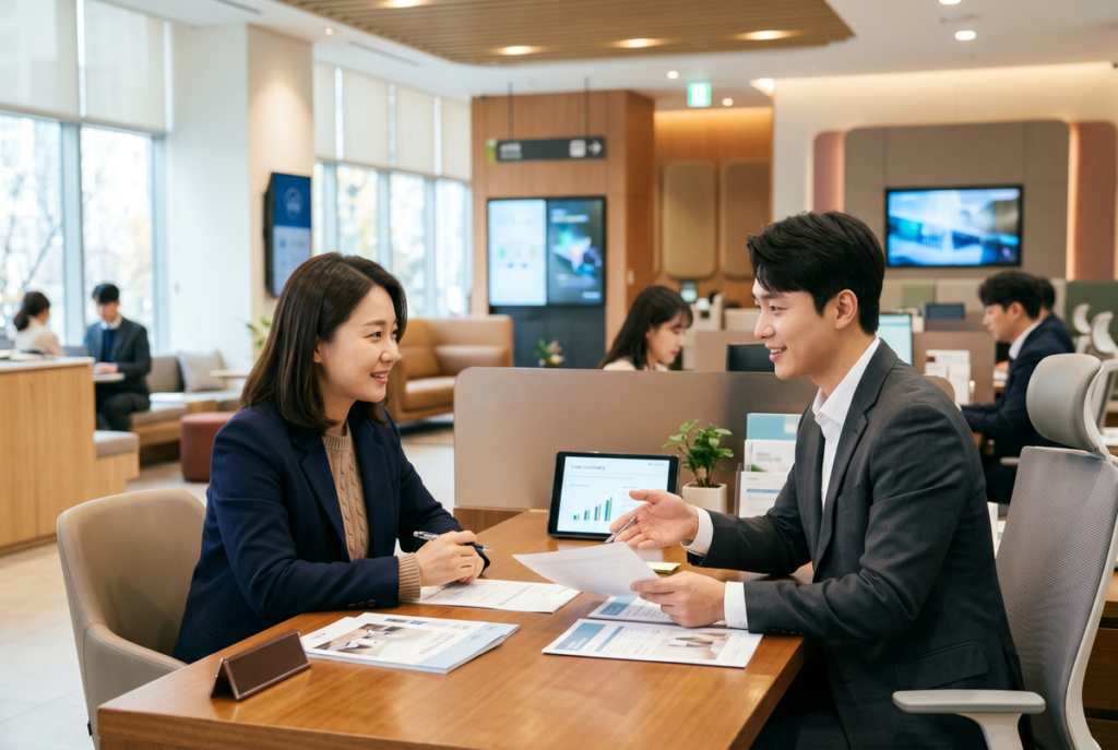 서류를 놓고 임대차 분쟁을 상담하는 모습